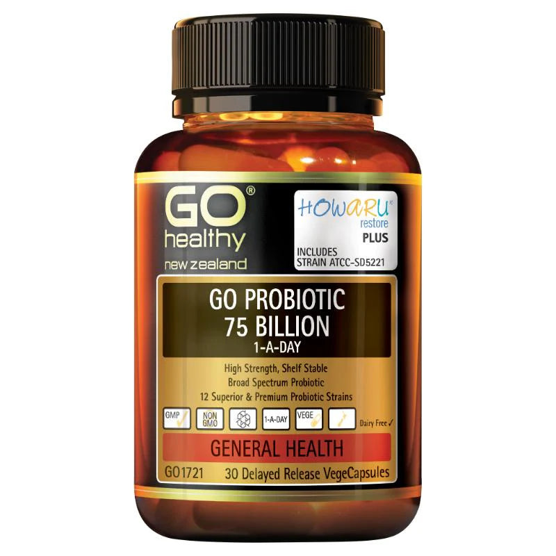 Go Healthy Go Probiotic 75 billion Howaru restore, 30 capsules
