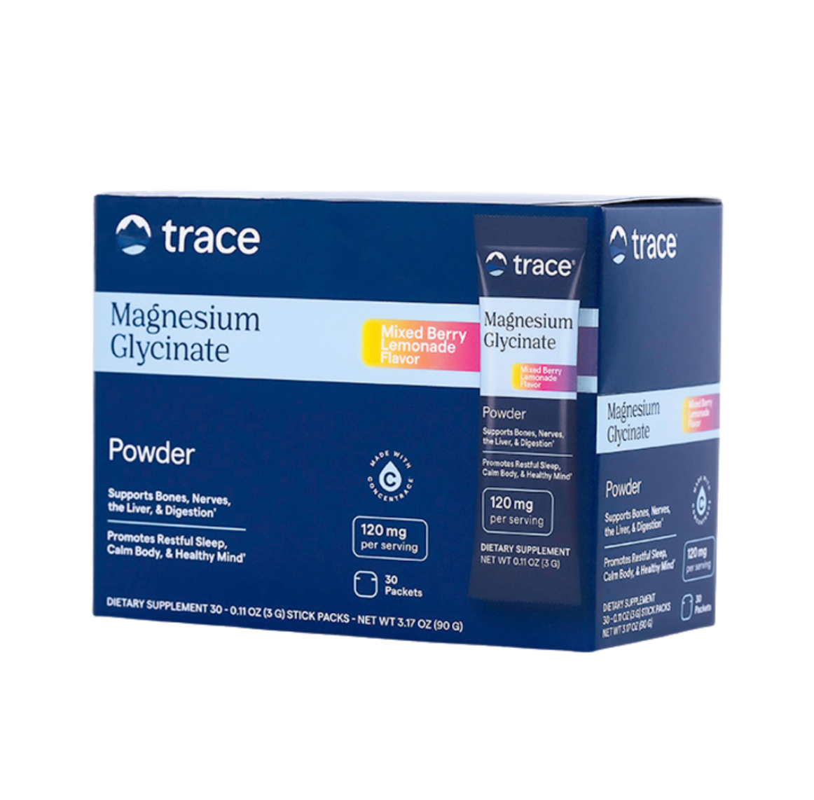 Trace Minerals Magnesium Glycinate Stick Packs (Mixed Berry Lemonade)