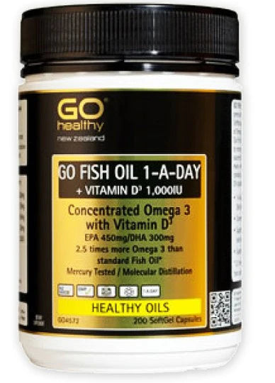Go Healthy Go Fish Oil 1-a-Day + Vitamin D 1000IU Capsules 200