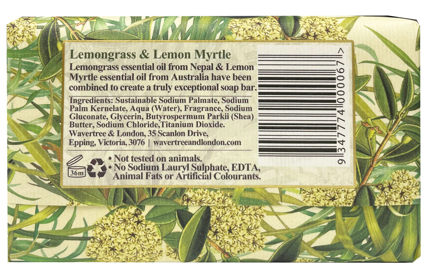 Wavertree & London Lemongrass & Lemon Myrtle Soap Bar 200g