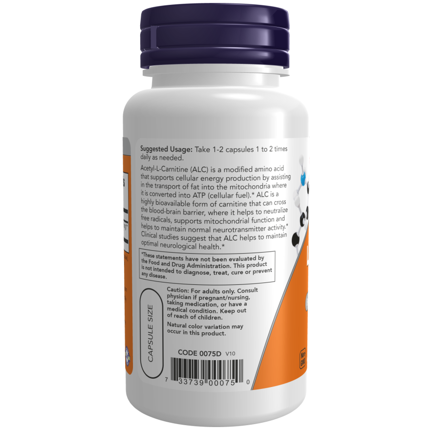 Now Acetyl-L Carnitine 500mg Vegecaps 100