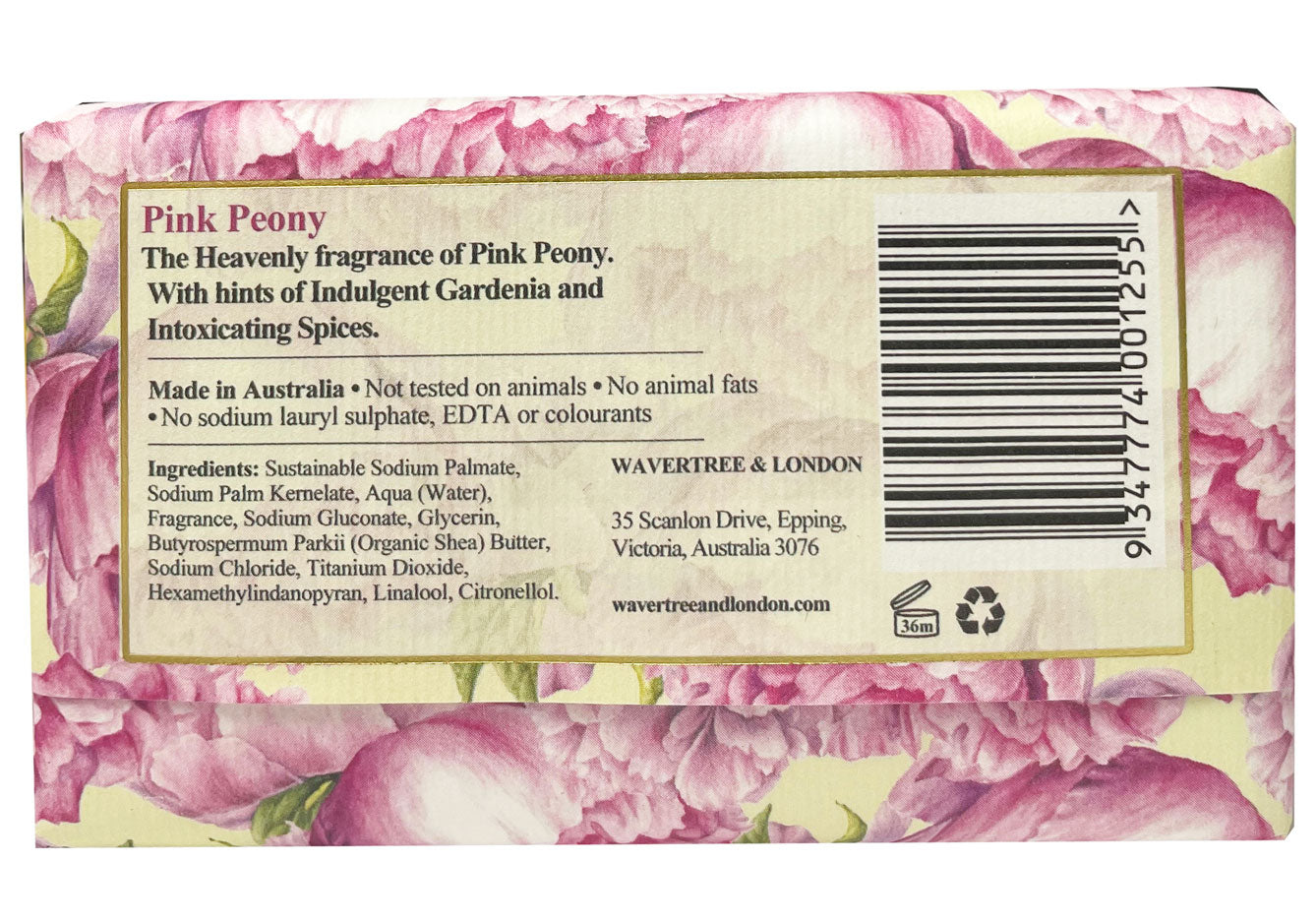 Wavertree & London Pink Peony Soap Bar 200g