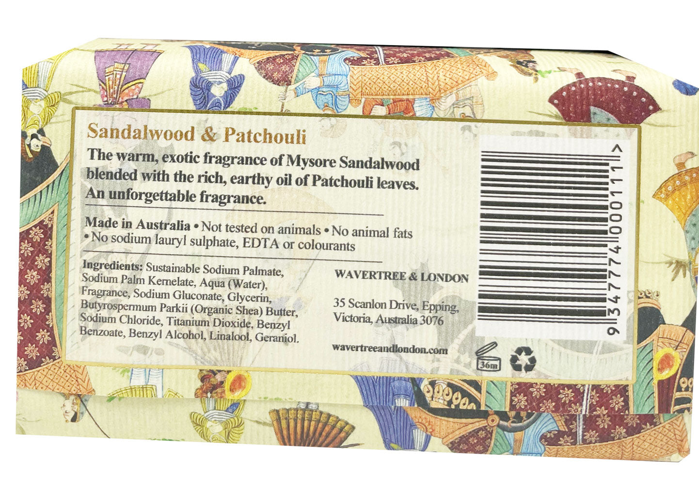 Wavertree & London Sandalwood & Patchouli Soap Bar 200g