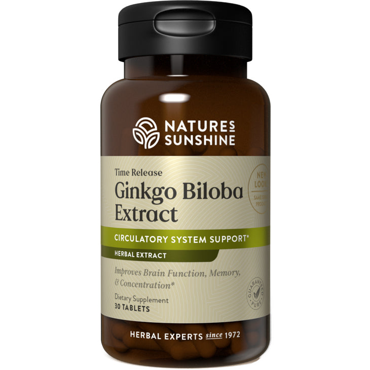 Natures Sunshine Ginkgo Biloba Extract 700mg Time Release Tablets 30