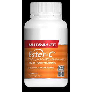 Nutralife Ester C 1000mg with Vitamin D3 + Bioflavonoids Tablets 100