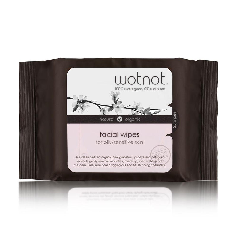 Wotnot Natural Face Wipes- Oily/Sensitive 25s