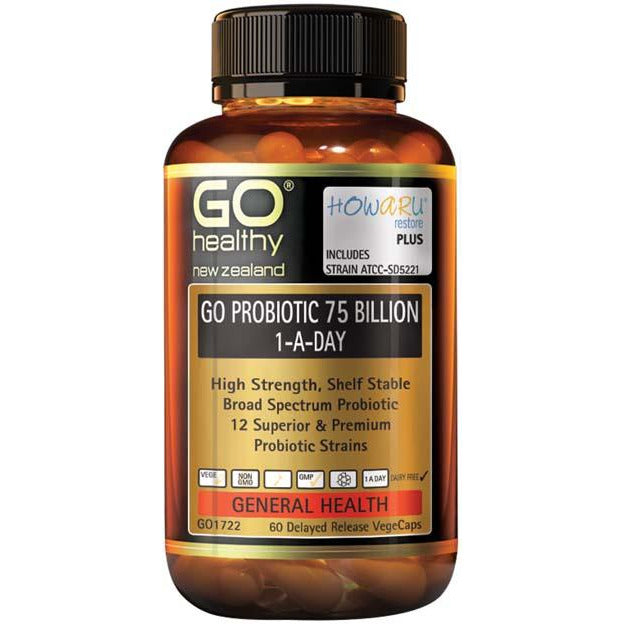 Go Healthy Go Probiotic 75 billion Howaru restore, 60 capsules