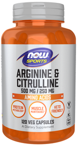 Now Arginine and Citrulline 500 mg / 250 mg Veg Capsules 120
