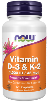 Now Vitamin D-3 1000 IU K-2 45 mcg Capsules 120