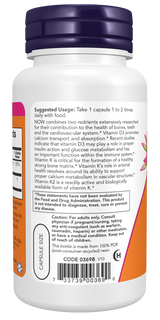Now Vitamin D-3 1000 IU K-2 45 mcg Capsules 120