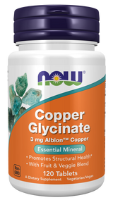 Now Copper Glycinate 3 mg Tablets 120