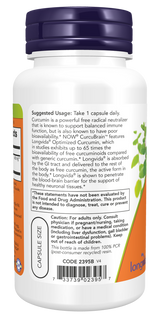 Now CurcuBrain Longvida 400 mg Veg Capsules 50