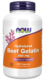 Now Hydrolyzed Beef Gelatin 550 mg Capsules 200