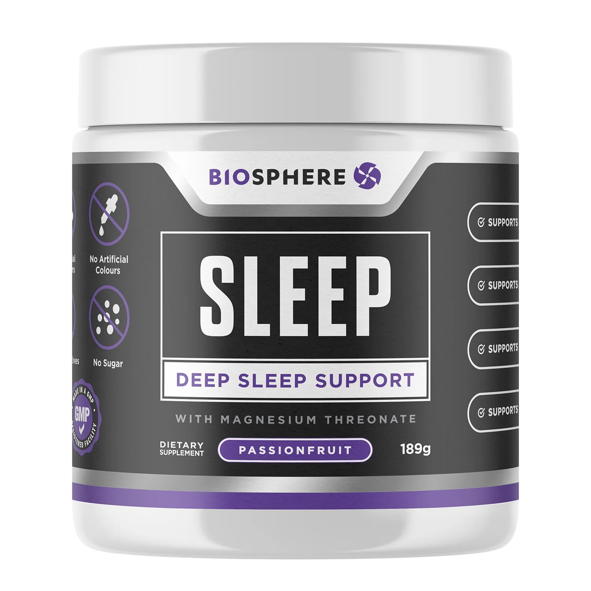 Biosphere Deep Sleep Support Powder 185g Passionfruit