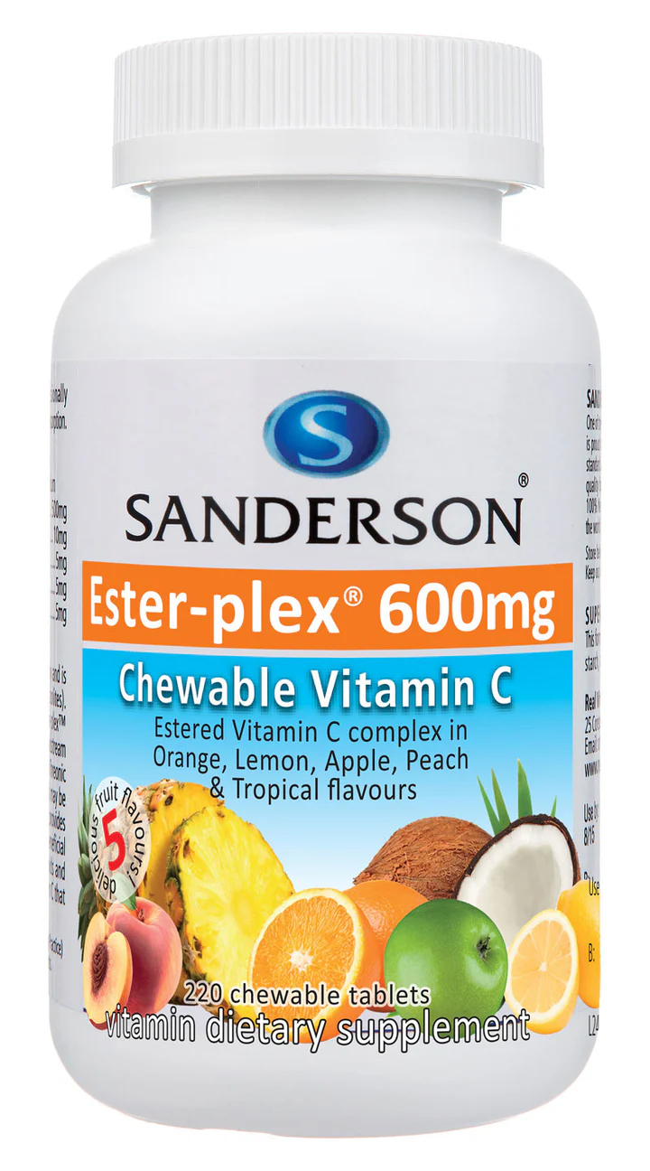 Sanderson Ester-plex Vitamin C Fruit Assorted Chewable 600mg Tablets 220