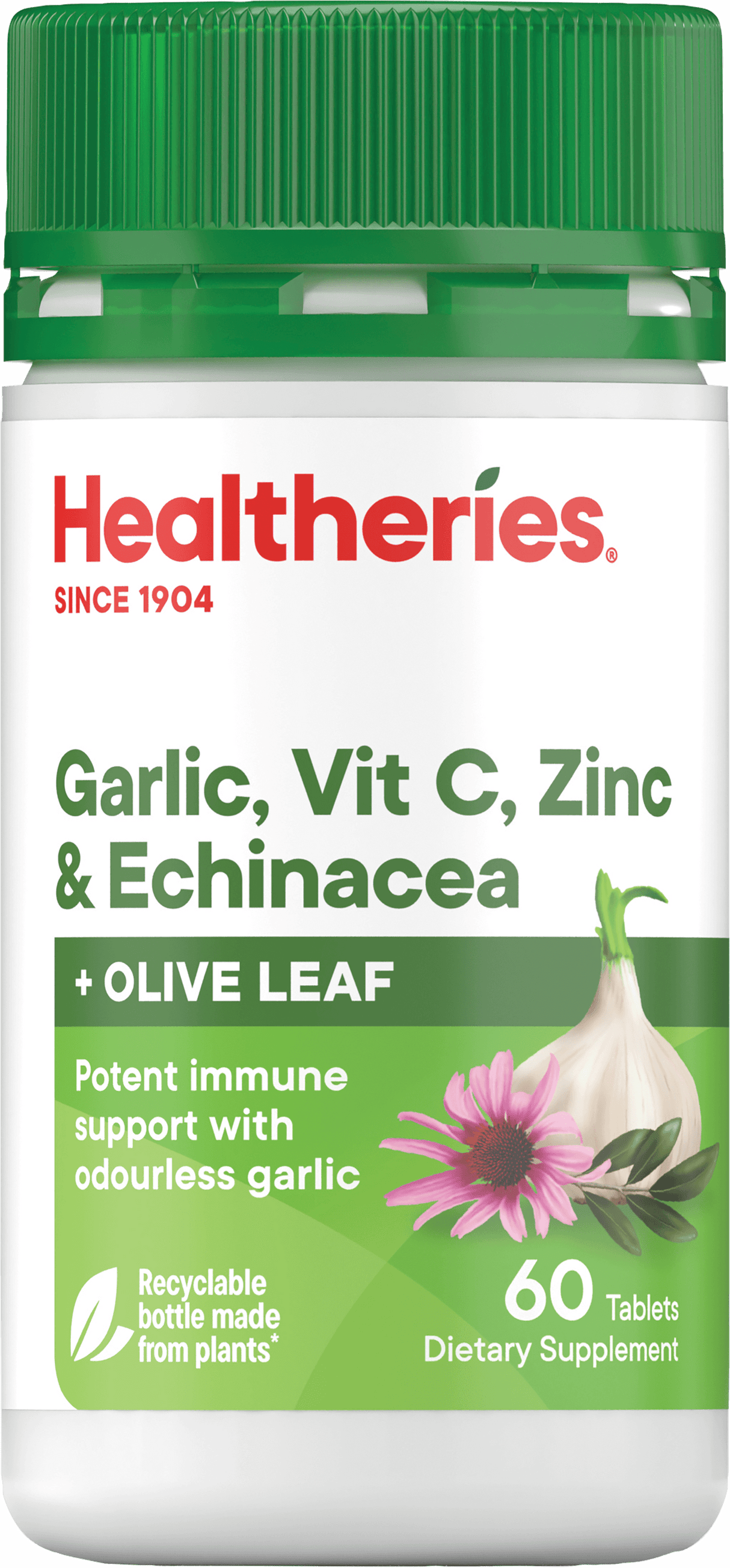 Healtheries Garlic, Vit C, Zinc & Echinacea with Olive Leaf Tablets