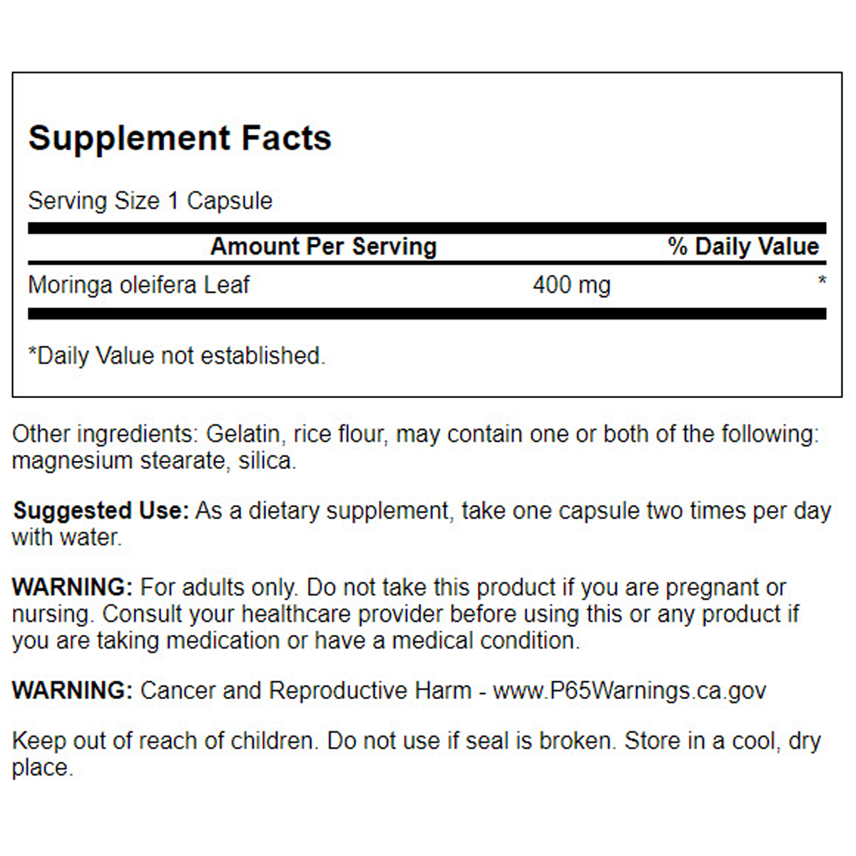Swanson Full Spectrum Moringa Oleifera Capsules 400mg 60