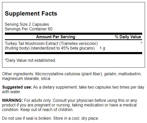 Swanson Turkey Tail Mushroom Capsules 120