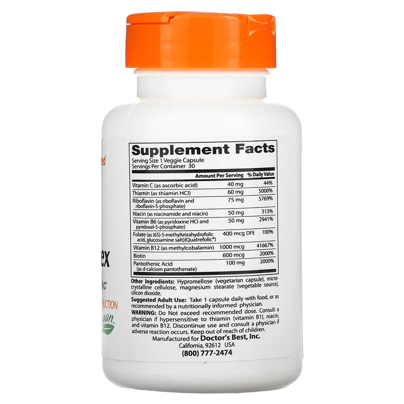 Doctor's Best Fully Active B Complex With Quatrafolic Vegecaps 30