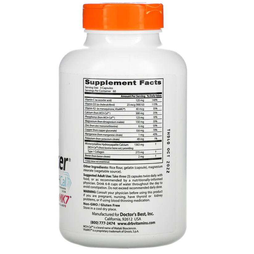 Doctor's Best Calcium Bone Maker Complex with MCHCal and VitaMK7 Capsules 180