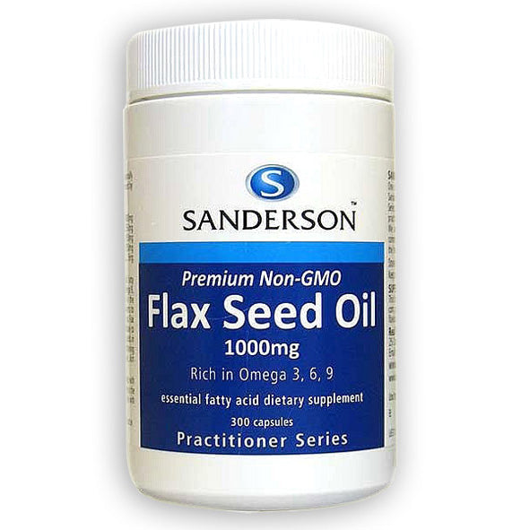 Sanderson Premium non-GMO Flax Seed Oil 1000mg Capsules 300
