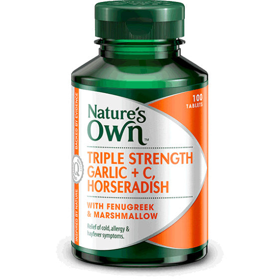 Natures Own Triple Strength Garlic + C, Horseradish, Fenugreek & Marshmallow Tablets 60