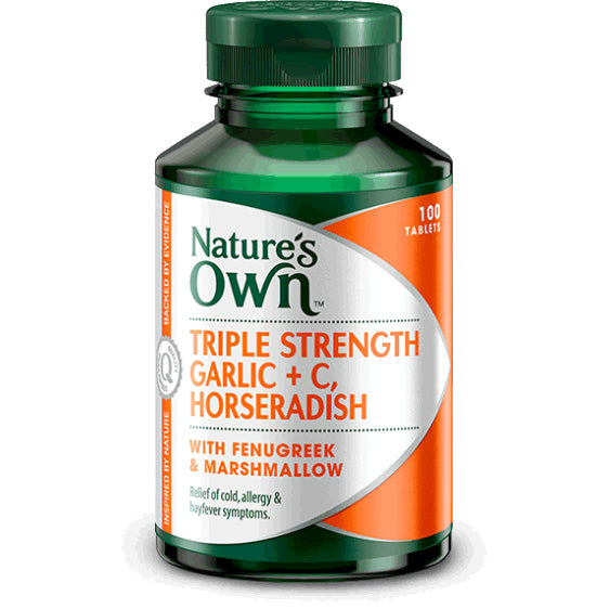 Natures Own Triple Strength Garlic + C, Horseradish, Fenugreek & Marshmallow Tablets 60