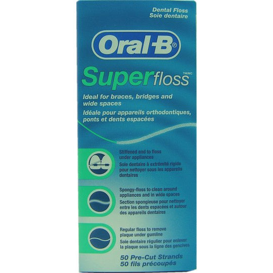Oral B Super Floss 50 strands.