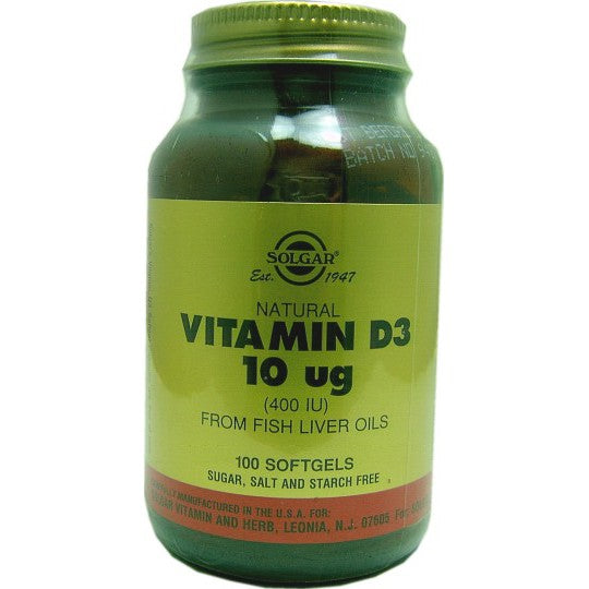 Solgar Vitamin D3 10ug (400iu) 100 softgels