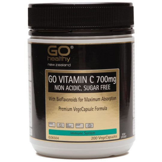 Go Vitamin C 700mg Non Acidic Sugar Free VegeCapsules 200