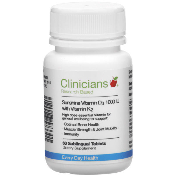Clinicians Sunshine Vitamin D3 with Vitamin K2 Sublingual Tablets 60