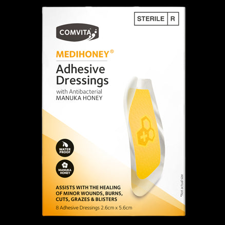 MedihoneyÂ® Adhesive Dressings, 2.6CM X 5.6CM, 8s