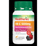 Healtheries Vit C 500mg with Echinacea & Zinc chewable tablets, 50 tabs