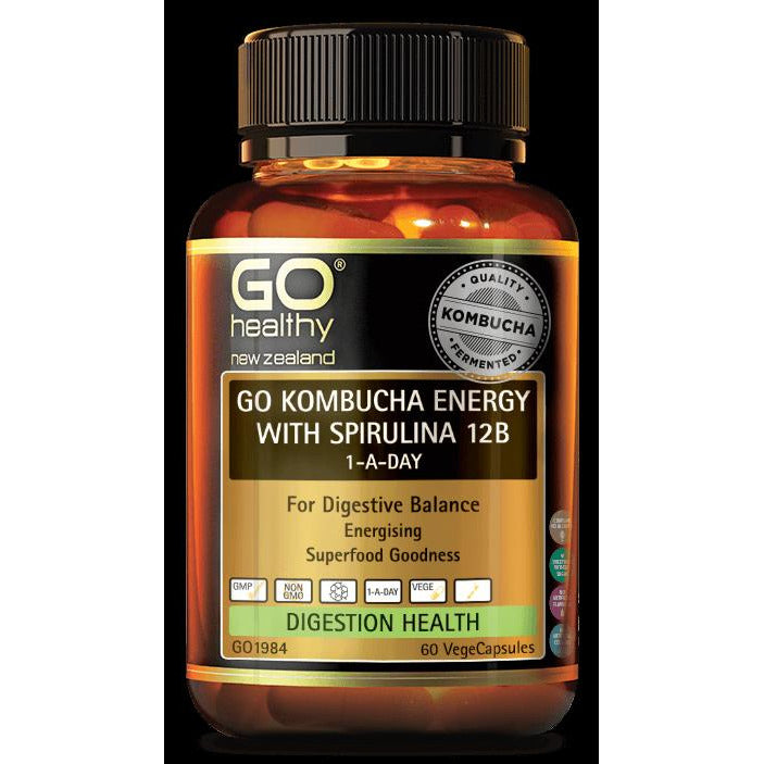 Go Healthy Go Kombucha Energy with Spirulina 12B 1-A-Day 60s