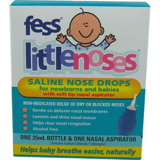 Fess Little Noses Saline Nose drops 25ml bottle plus Aspirator
