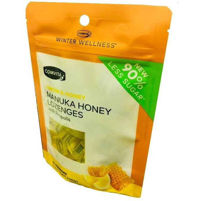 Less Sugar Manuka Honey Lozenges, Honey and Lemon, 12s
