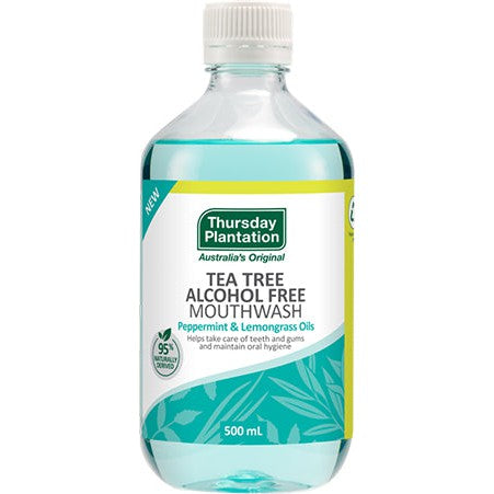 Thursday Plantation Tea Tree Alcohol Free Mouthwash Peppermint and Lemongrass Oils 500ml